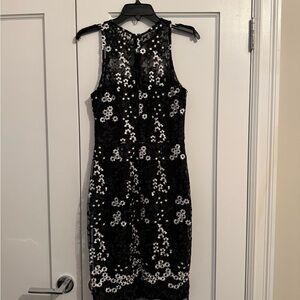 Betsey Johnson Black and White Floral Midi Dress